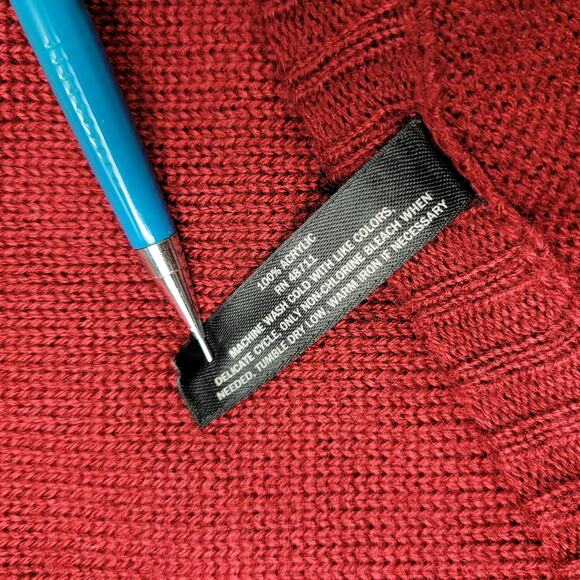 Massini Fair Isle Dark Red Maroon Sweater Dress Tunic Self Sash Belt size Large - Picture 13 of 13